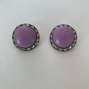 Chic Purple Lavender Earrings with Crystal Accents Plastic